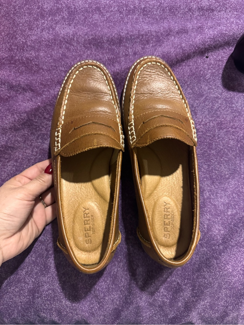 Sperry Tan Leather Penny Loafers